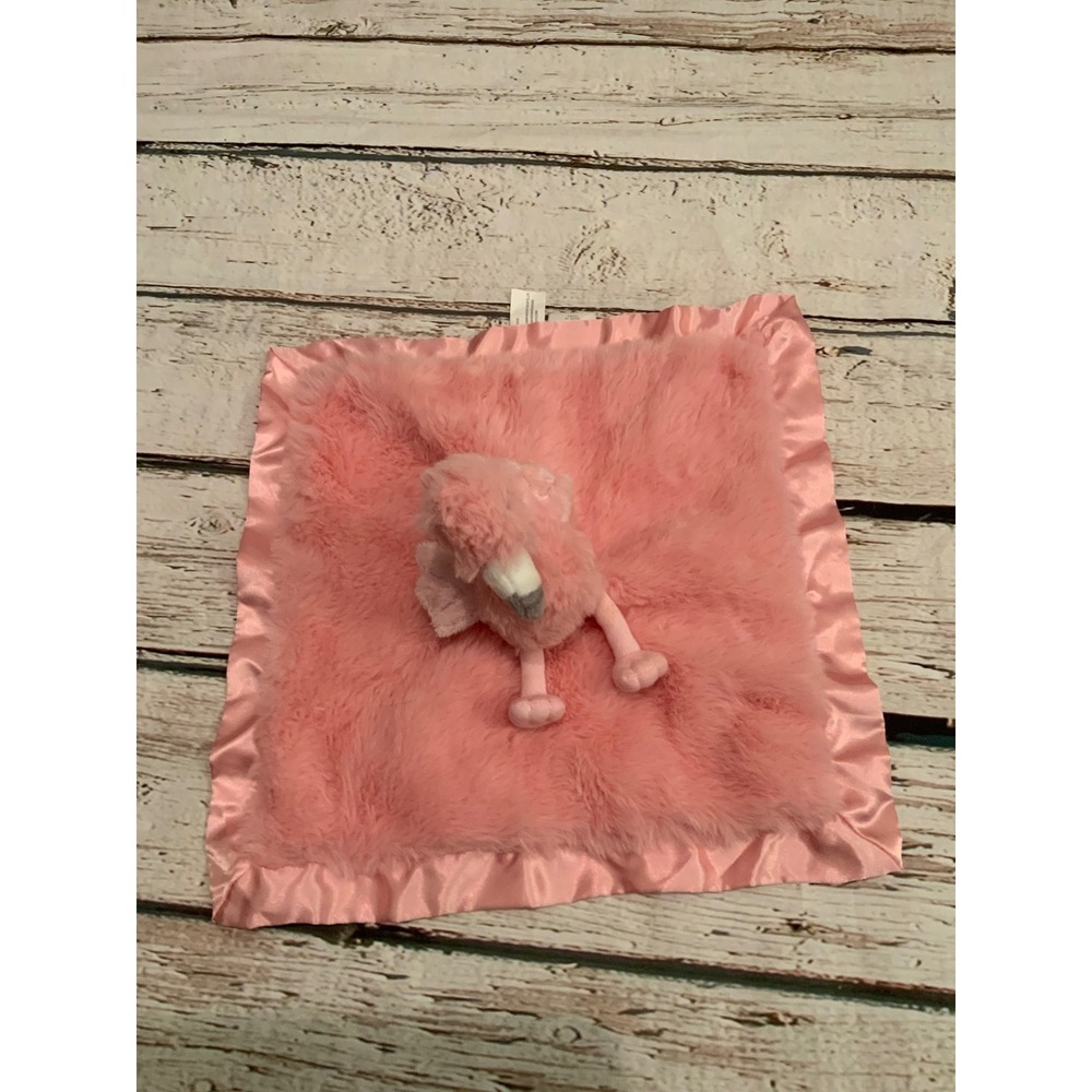 Cloud Island Pink Flamingo Security Blanket Faux Fur Satin Lovey SWBP21013